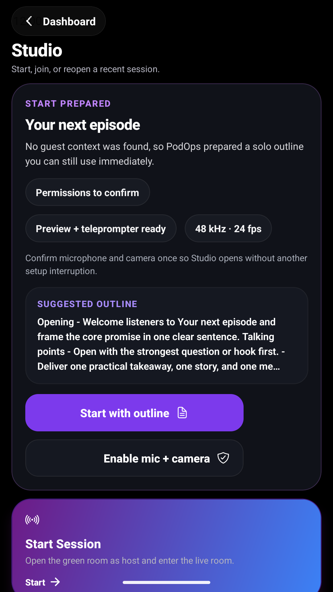 Record on the MyPodOps mobile app